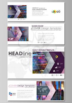 Social media and email headers set, modern banners. Business templates. Easy editable abstract design template, flat layout in popular sizes, vector illustration.