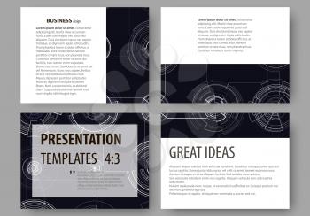 Set of business templates for presentation slides. Easy editable layouts, vector illustration. High tech design, connecting system. Science and technology concept. Futuristic abstract background