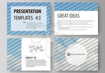 Set of business templates for presentation slides. Easy editable abstract vector layouts in flat design. Blue color triangles and colorful polygones. Abstract polygonal style background.