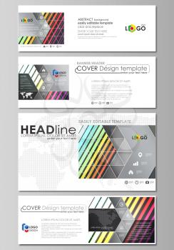 Social media and email headers set, modern banners. Business templates. Easy editable abstract design template, flat layout in popular sizes, vector illustration. Bright color rectangles, colorful des