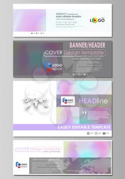 Social media and email headers set, modern banners. Business templates. Easy editable abstract design template, vector layouts in popular sizes. Hologram, background in pastel colors with holographic 
