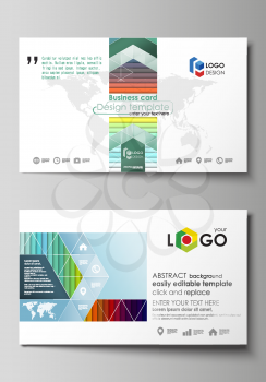 Business card templates. Easy editable layout, abstract flat design template, vector illustration. Bright color rectangles, colorful design, overlapping geometric rectangular shapes forming abstract b