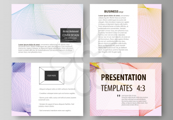 Set of business templates for presentation slides. Easy editable abstract vector layouts in flat design. Colorful decoration with waves forming abstract beautiful background