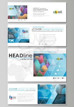 Social media and email headers set, modern banners. Business templates. Easy editable abstract design template, flat layout in popular sizes, vector illustration. Bright color pattern, colorful design