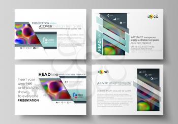 Set of business templates for presentation slides. Easy editable abstract layouts in flat design, vector illustration. Colorful design background with abstract shapes, bright cell backdrop.