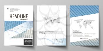 Business templates for brochure, magazine, flyer, booklet or annual report. Cover design template, easy editable vector, abstract flat layout in A4 size. Blue color abstract infographic background in 