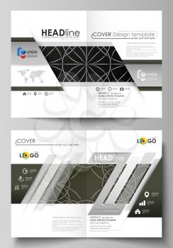 Business templates for bi fold brochure, magazine, flyer, booklet or annual report. Cover design template, easy editable vector, abstract flat layout in A4 size. Celtic pattern. Abstract ornament, geo