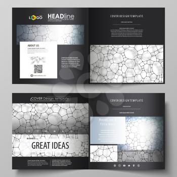Business templates for square design bi fold brochure, magazine, flyer, booklet or annual report. Leaflet cover, abstract flat layout, easy editable vector. Chemistry pattern, molecular texture, polyg
