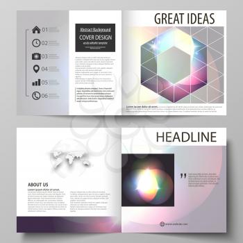 Business templates for square design bi fold brochure, magazine, flyer, booklet or annual report. Leaflet cover, abstract flat layout, easy editable vector. Retro style, mystical Sci-Fi background. Fu