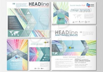 Social media posts set. Business templates. Cover template, easy editable flat layout in popular formats, vector illustration. Colorful background with abstract waves, lines. Bright color curves. Moti