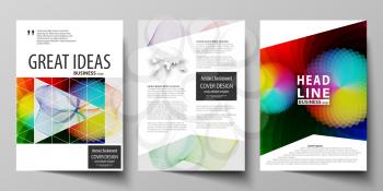 Business templates for brochure, magazine, flyer, booklet or annual report. Cover design template, easy editable vector, abstract flat layout in A4 size. Colorful design with overlapping geometric sha