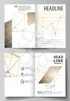 Business templates for bi fold brochure, magazine, flyer, booklet or annual report. Cover design template, easy editable vector, abstract flat layout in A4 size. Technology, science, medical concept. 