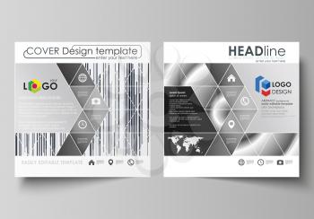 Business templates for square design brochure, magazine, flyer, booklet or annual report. Leaflet cover, abstract flat layout, easy editable vector. Simple monochrome geometric pattern. Minimalistic b