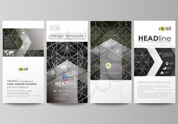 Flyers set, modern banners. Business templates. Cover design template, easy editable abstract vector layouts. Celtic pattern. Abstract ornament, geometric vintage texture, medieval classic ethnic styl