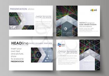 Set of business templates for presentation slides. Easy editable abstract vector layouts in flat design. Bright color lines, colorful beautiful background. Perfect decoration