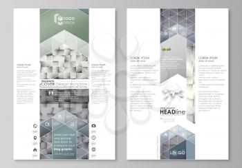 Blog graphic business templates. Page website design template, easy editable abstract vector layout. Pattern made from squares, gray background in geometrical style. Simple texture