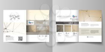 Business templates for bi fold brochure, magazine, flyer, booklet or annual report. Cover design template, easy editable vector, abstract flat layout in A4 size. Technology, science, medical concept. 