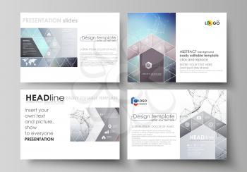 Set of business templates for presentation slides. Easy editable abstract vector layouts in flat design. Compounds lines and dots. Big data visualization in minimal style. Graphic communication backgr