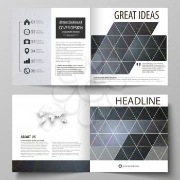 Business templates for square design bi fold brochure, magazine, flyer, booklet or annual report. Leaflet cover, abstract flat layout, easy editable vector. Colorful dark background with abstract line