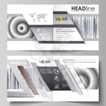 Business templates for square design bi fold brochure, magazine, flyer, booklet or annual report. Leaflet cover, abstract flat layout, easy editable vector. Simple monochrome geometric pattern. Minima