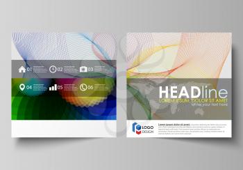 Business templates for square design brochure, magazine, flyer, booklet or annual report. Leaflet cover, abstract flat layout, easy editable vector. Colorful design with overlapping geometric shapes a