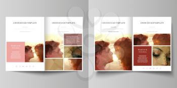 Business templates for bi fold brochure, magazine, flyer, booklet or annual report. Cover design template, easy editable vector, abstract flat layout in A4 size. Romantic couple kissing. Beautiful bac