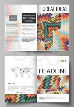 Business templates for bi fold brochure, magazine, flyer, booklet or annual report. Cover design template, easy editable vector, abstract flat layout in A4 size. Tribal pattern, geometrical ornament i