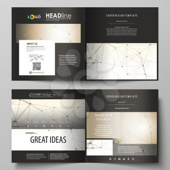 Business templates for square design bi fold brochure, magazine, flyer, booklet or annual report. Leaflet cover, abstract flat layout, easy editable vector. Technology, science, medical concept. Golde