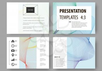 Set of business templates for presentation slides. Easy editable layouts, vector illustration. Colorful design background with abstract waves