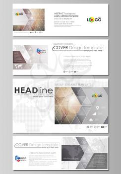 The minimalistic vector illustration of the editable layout of social media, email headers, banner design templates in popular formats. Global network connections, technology background with world map