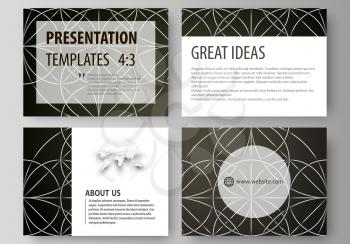 Set of business templates for presentation slides. Easy editable abstract vector layouts in flat design. Celtic pattern. Abstract ornament, geometric vintage texture, medieval classic ethnic style.