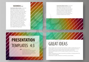 Set of business templates for presentation slides. Easy editable abstract vector layouts in flat design. Minimalistic design with circles, diagonal lines. Geometric shapes forming beautiful retro back