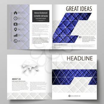 Business templates for square design bi fold brochure, magazine, flyer, booklet or annual report. Leaflet cover, abstract flat layout, easy editable vector. Shiny fabric, rippled texture, white and bl