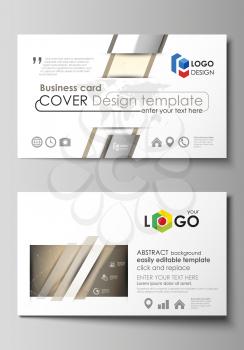 Business card templates. Easy editable layout, abstract vector design template. Technology, science, medical concept. Golden dots and lines, cybernetic digital style. Lines plexus