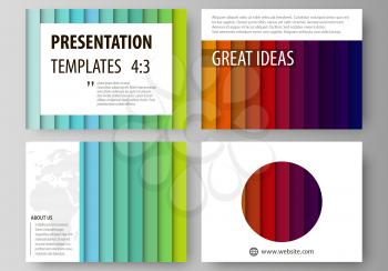 Set of business templates for presentation slides. Easy editable abstract layouts in flat design, vector illustration. Bright color rectangles, colorful design with overlapping geometric rectangular s
