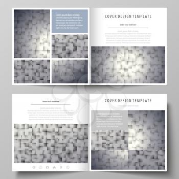 Business templates for square design bi fold brochure, magazine, flyer, booklet or annual report. Leaflet cover, abstract flat layout, easy editable vector. Pattern made from squares, gray background 