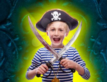 Little pirate boy with cutlass