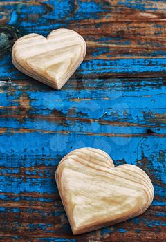 gifts in packaging and wooden hearts for Valentine's Day