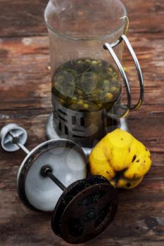 herbal,homemade custard tea with quince