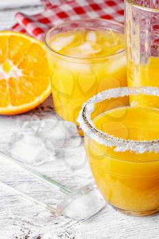 Soft drink of squeezed orange flavored ice