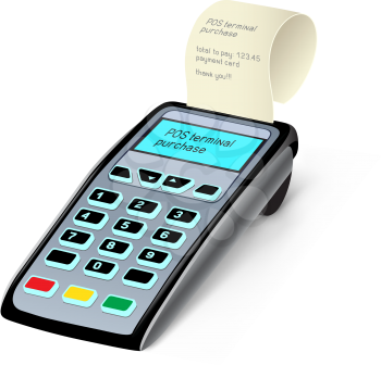 The POS terminal device on the white background
