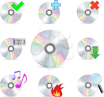 cd dvd mesh disc icon set isolated on the white background