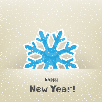 Christmas card and snowflake on the light winter mesh background