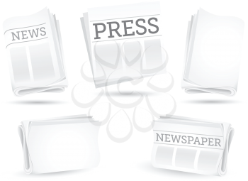 Set of newspapers isolated on the white background