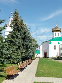 In territory of the Ukrainian monastery, orthodox church and campanile