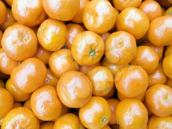 The beautiful mandarines on a counter, fruit background