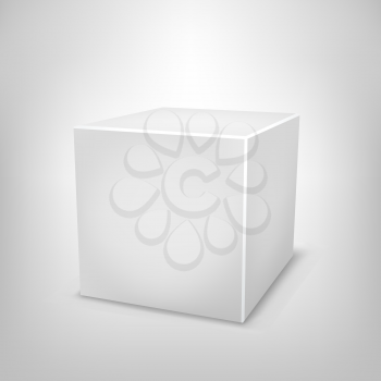 3D white paper cube on light white mesh background