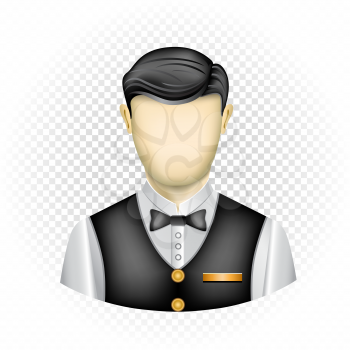 Human template steward with no face isolated on transparent background. Easy to insert any face from photo or draw emotion. Oval userpic icon for social networks