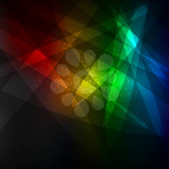 Rainbow colors dark lights template background. Natural radiance vector illustration backdrop