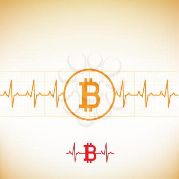 Bitcoin heart cardiogram medicine pulse. Cryptocurrency exchange cardio line. Modern and future internet money illustration